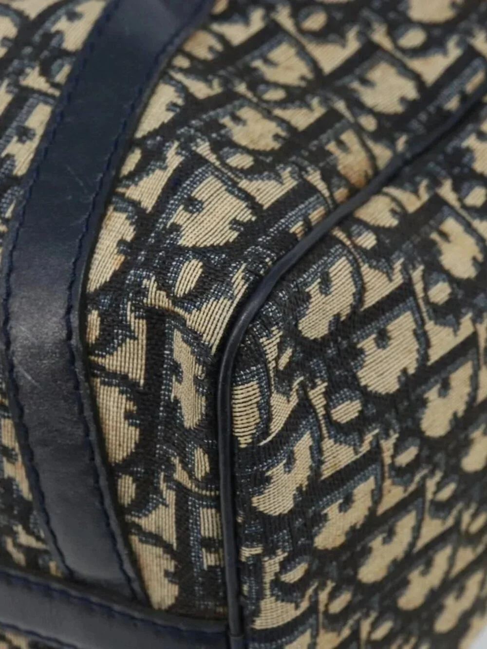 Christian Dior Trotter Canvas Boston Bag Navy Silver Auth ARZ339 - Picture 4 of 16